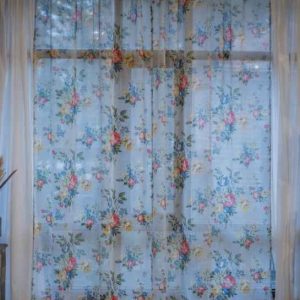 Printed Linen Curtain : Potpourri Aqua