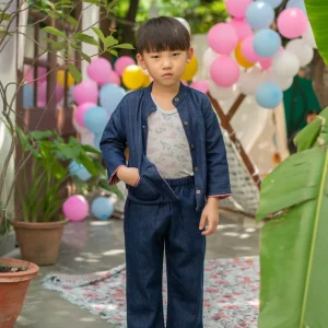 Kids Classic Pant Handwoven : Veg Dyed Navy Denim