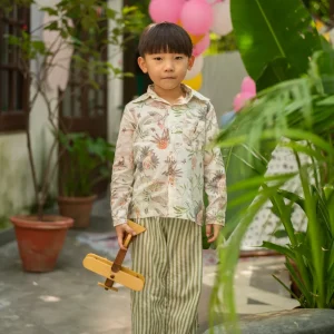 Kids Epaulet Pant : Lemur Sage Voile