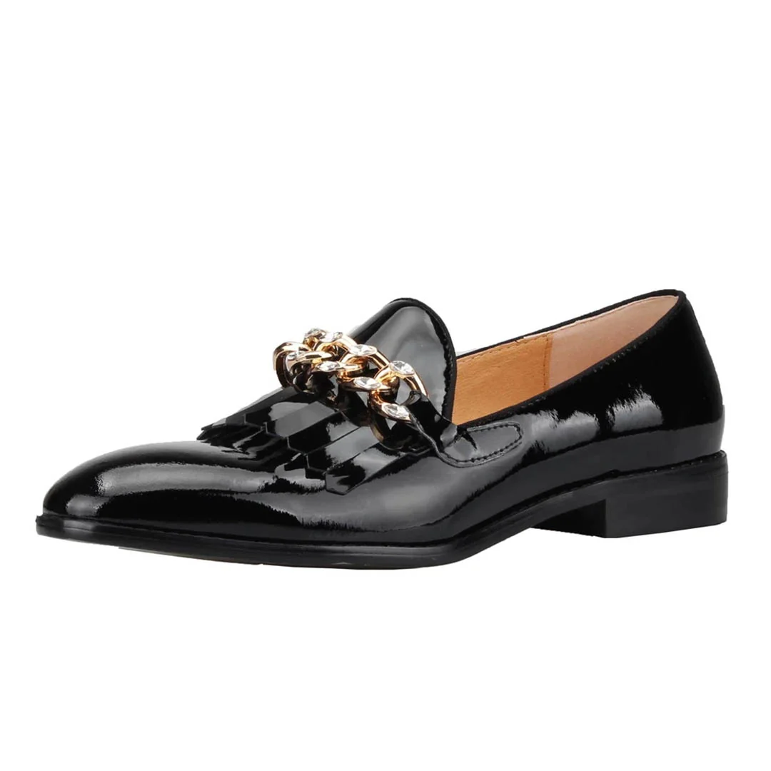 Justin Patent Black Frill Loafer - Image 6