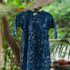 Kids Tea Time Dress : Gulmohar Indigo