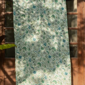 Printed Voile Curtain : Kerala Aqua